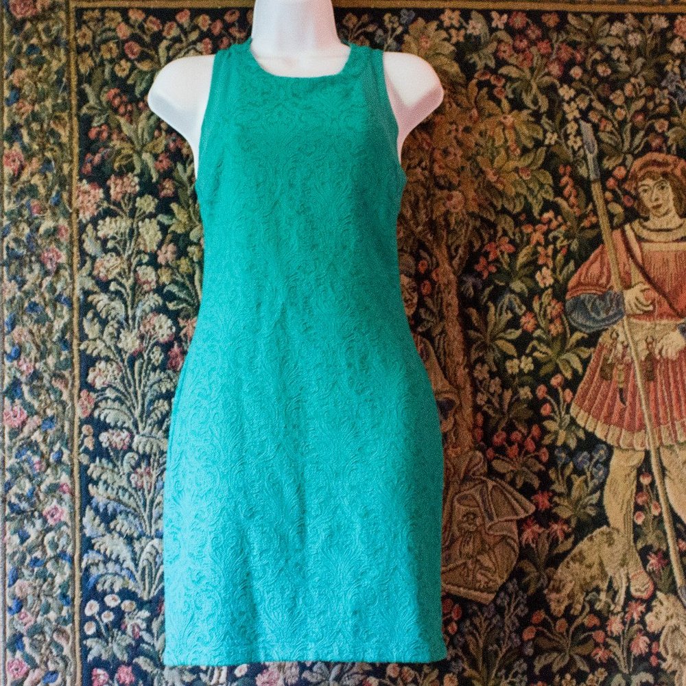 Teal Sheath Dress Zara - tank sleeveless bodycon